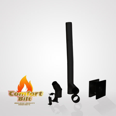 Image of COMFORTBILT 4 INCH PELLET STOVE PIPING KIT WITH 90 ELBOW- BLACK MATTE