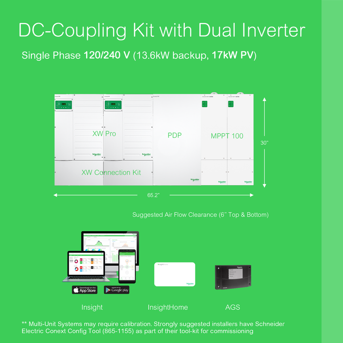 Complete Hybrid Solar Kit - Schneider Dual XW Pro 13.6kW 120/240V Output + 30.72kWh EG4-LL (V2) Batteries+ 12710 Watts of Solar