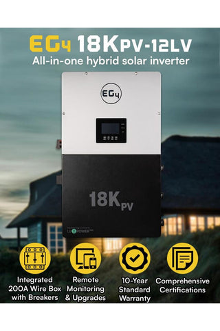 Image of EG4 | 18KPV Hybrid Inverter | All-In-One Solar Inverter | 18000W PV Input | 12000W Output | 48V 120/240V Split Phase | EG4-18KPV-12LV