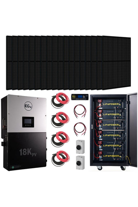 EG4 | Complete Hybrid Solar Kit - 12,000W 120/240V Output + 30.72kWh EG4 Lithium Powerwall + 14,000 Watts of Solar PV