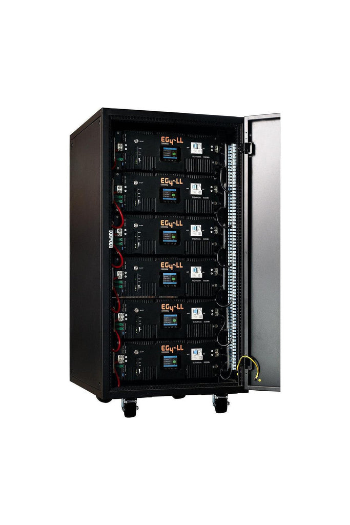 EG4 | LL-S Lithium Batteries Kit (V2) | 30.72kWh | 6 Server Rack Batteries With Pre-Assembled Enclosed Rack | With Door & Wheels | Busbar Covers