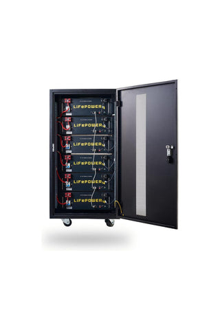 Image of EG4 | LifePower4 Lithium Batteries Kit | 30.72kWh | 6 Server Rack Batteries With Pre-Assembled Enclosed Rack | With Door & Wheels | Welded