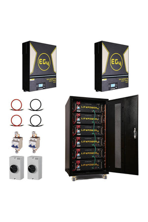 EG4 | Off-Grid EG4 System Kit - 13kW 120/240V Output / 48VDC - 30.72kWh EG4 Lithium Battery Bank | 2 x EG4 6500EX-48 | 6x EG4 Server Rack Batteries