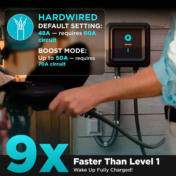EVIQO Level 2 EV Charger J1772 Hardwired 48A