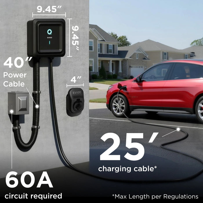 EVIQO Level 2 EV Charger J1772 Hardwired 48A