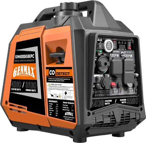 GENMAX GM4000iSBEPC 3200W/4000W 26.7 Amp Electric Start Gas Inverter Generator Parallel Ready with CO Detect New