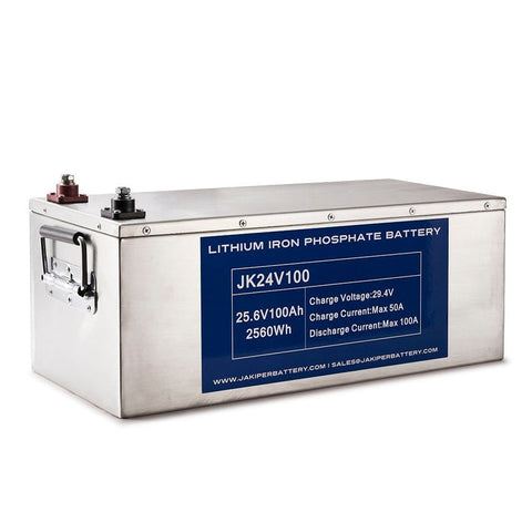 Image of 2 x Jakiper 24V 100AH Lithium Iron Phosphate Batteries | 5,120wH / 5.2kWh 24V or 48V | 2 x JK24V100 LiFePO4