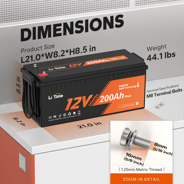 LiTime 12V 200Ah Plus Self-Heating LiFePO4 Battery