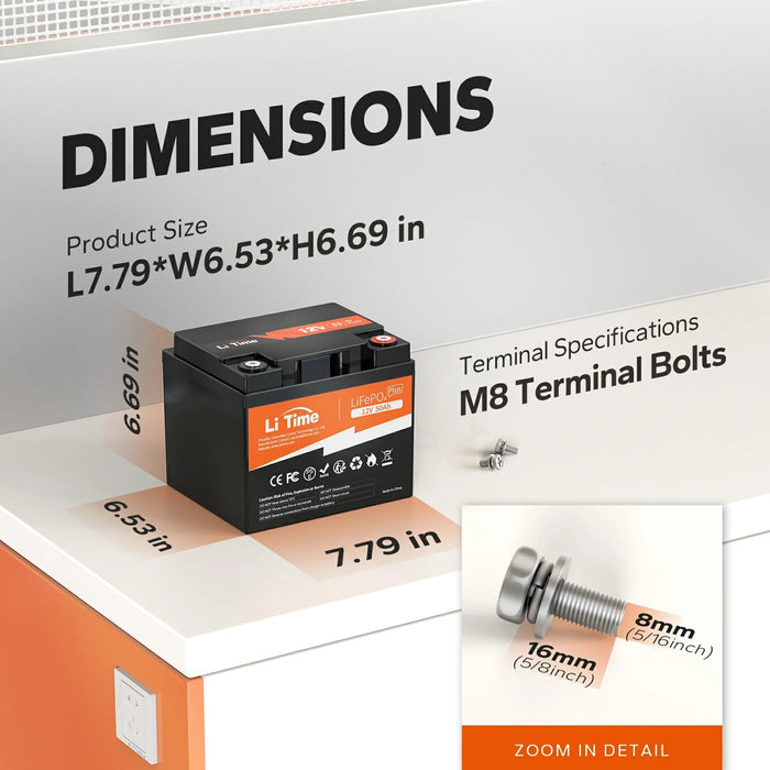 LiTime 12V 50Ah LiFePO4 Lithium Battery