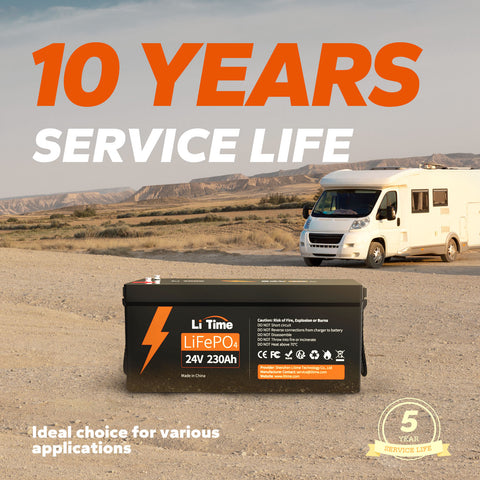 LiTime 24V 230Ah LiFePO4 Lithium Battery, 200A BMS, 5888Wh