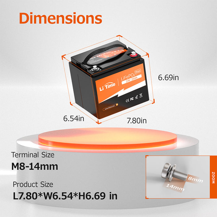 LiTime 24V 25Ah Lithium Mobility Scooter & Electric Wheelchair Batteries