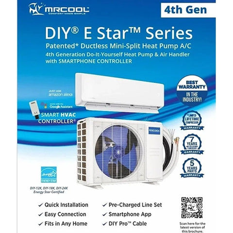 Image of MRCOOL DIY 12K 12,000 BTU 22 SEER 4th Gen Ductless Mini Split Air Conditioner and Heat Pump - 115V