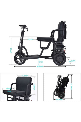 Image of MotoTec Folding Mobility Electric Trike 48v 700w Dual Motor Lithium Black