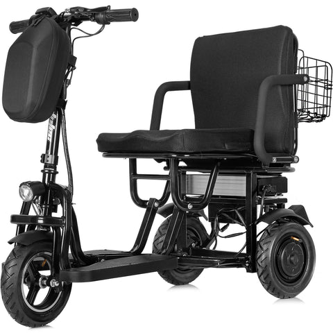 Image of MotoTec Folding Mobility Electric Trike 48v 700w Dual Motor Lithium Black