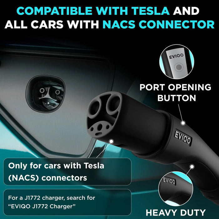 EVIQO Level 2 EV Charger NACS Plug-In 40A (Tesla, NEMA 14-50)