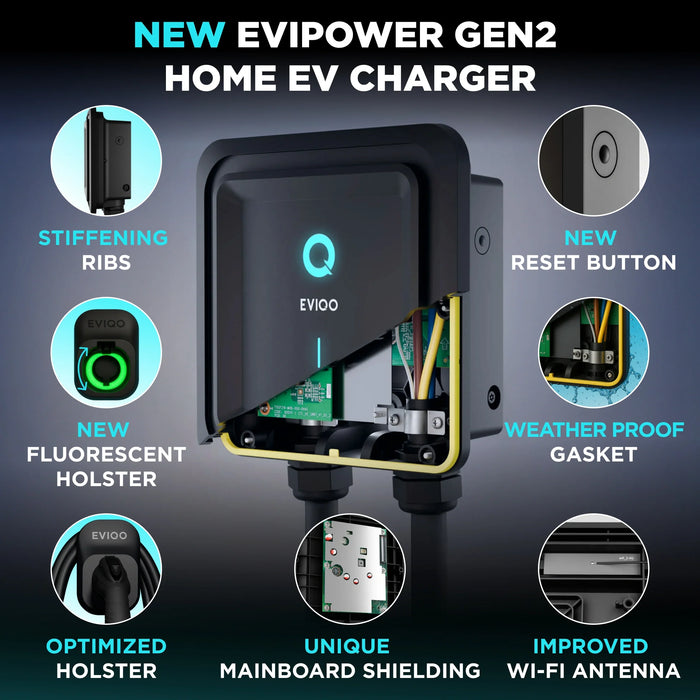 EVIQO Level 2 EV Charger NACS Plug-In 40A (Tesla, NEMA 14-50)