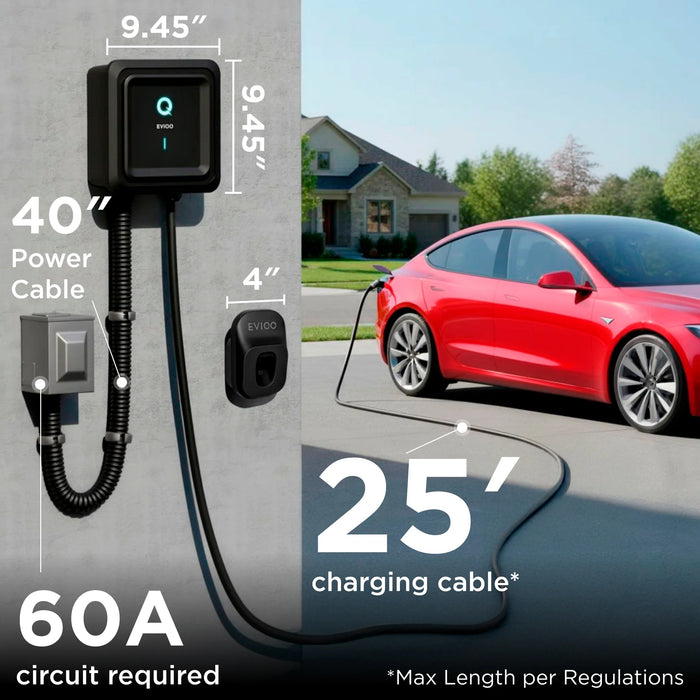 EVIQO Level 2 EV Charger NACS Hardwired 48A (Tesla)