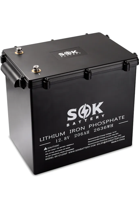 SOK SK12V206PH Marine Grade 12V 206Ah LiFePO4 Battery Sealed Plastic Box