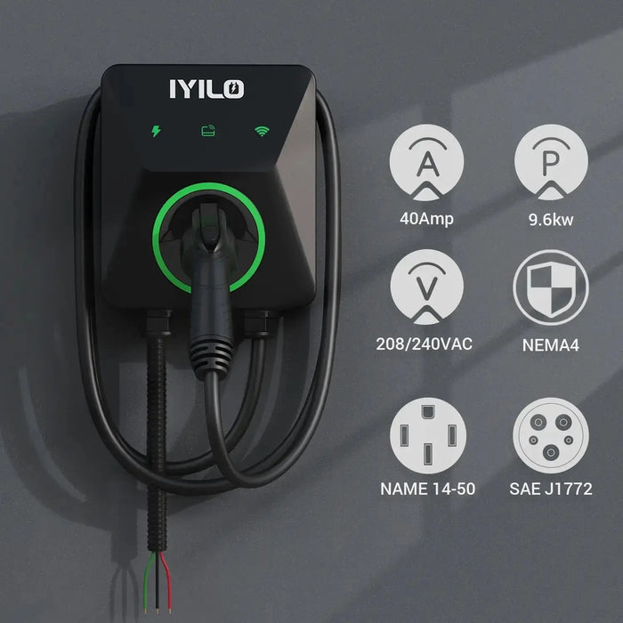 IYILO Pro Level 2 EV Charger J1772 Hardwired 48A with Energy Meter
