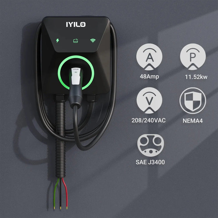 IYILO Level 2 EV Charger NACS (J3400) Hardwired 48A