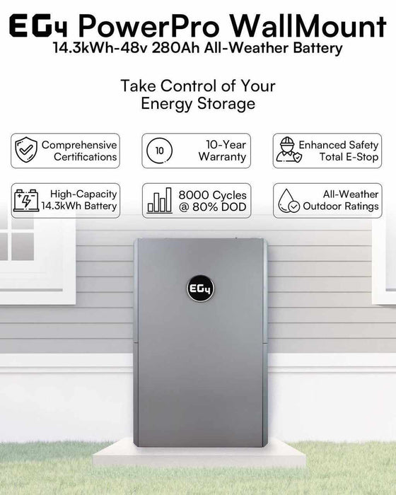 Schneider | AC Coupling with Single Inverter System - 6800W 120/240v Output | 8500W PV Input with EG4 PowerPro WallMount Battery | Universal Power Supply System Bundle [BNDL-S0006]