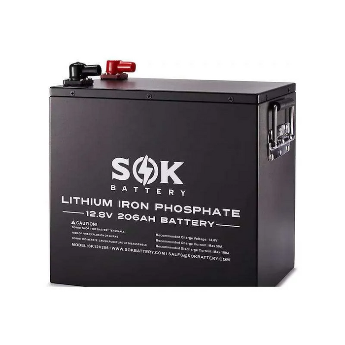 SOK Battery SK12V206H 12V 206Ah LiFePO4 Metal Box Bluetooth & Heated