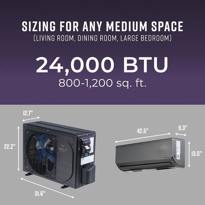 Split System Wall Box Stealth 24,000 BTU 21 SEER Single Zone Wall Mount Mini Split System ...