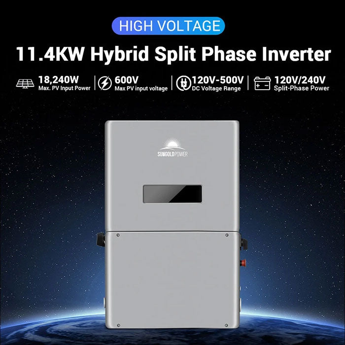 SunGoldPower 11.4KW Hybrid Split Phase Inverter w/ APS Transmitter