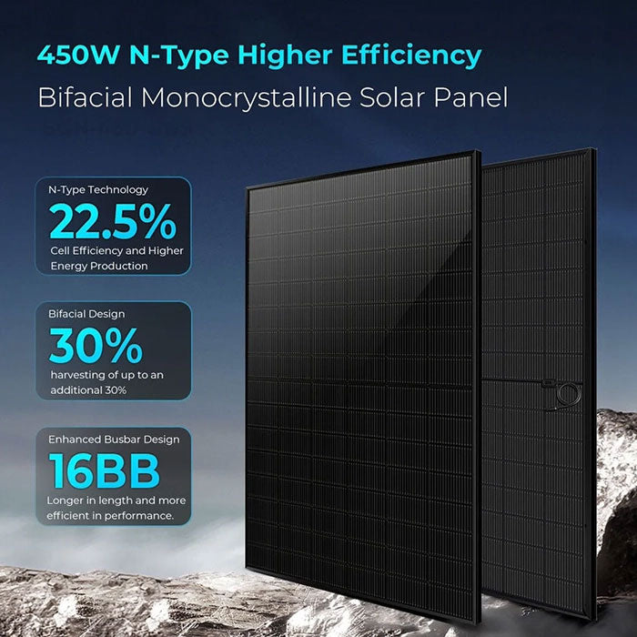 SunGoldPower 450 Watt Bifacial N-Type Monocrystalline Solar Panel