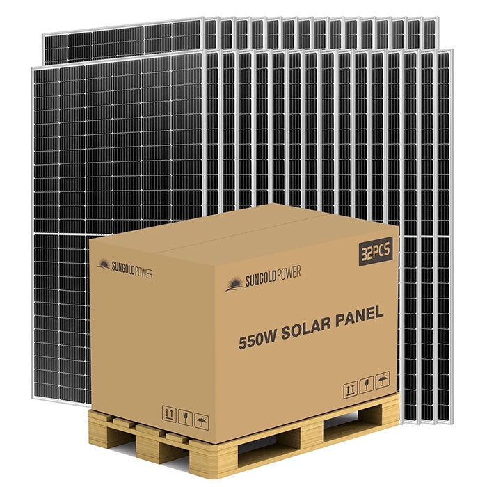 SunGoldPower 550W Mono PERC Solar Panel Full Pallet (32 PANELS)