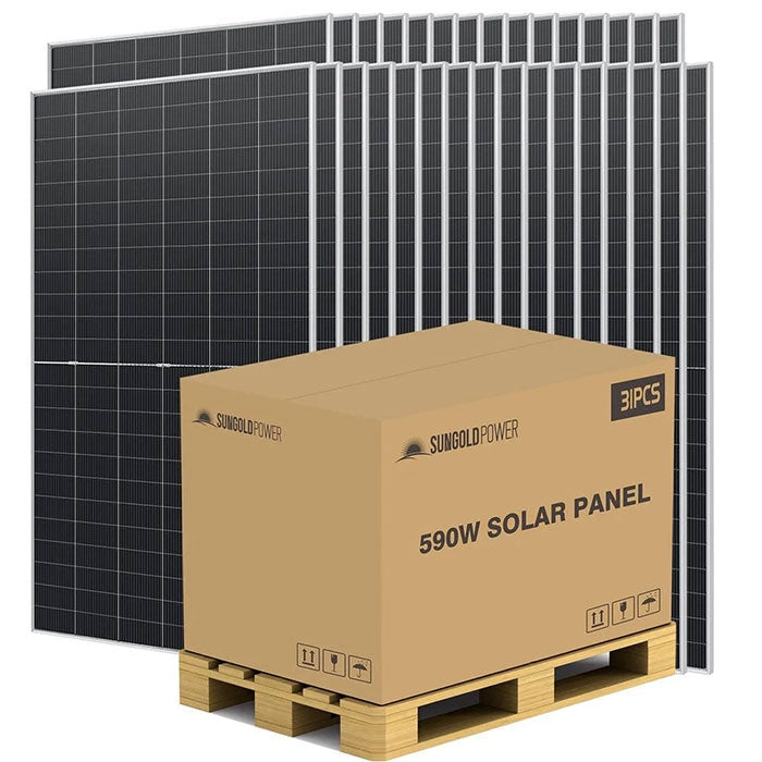 SunGoldPower 590 Watt Bifacial N-Type Monocrystalline Solar Panel Pallet (31 PANELS)