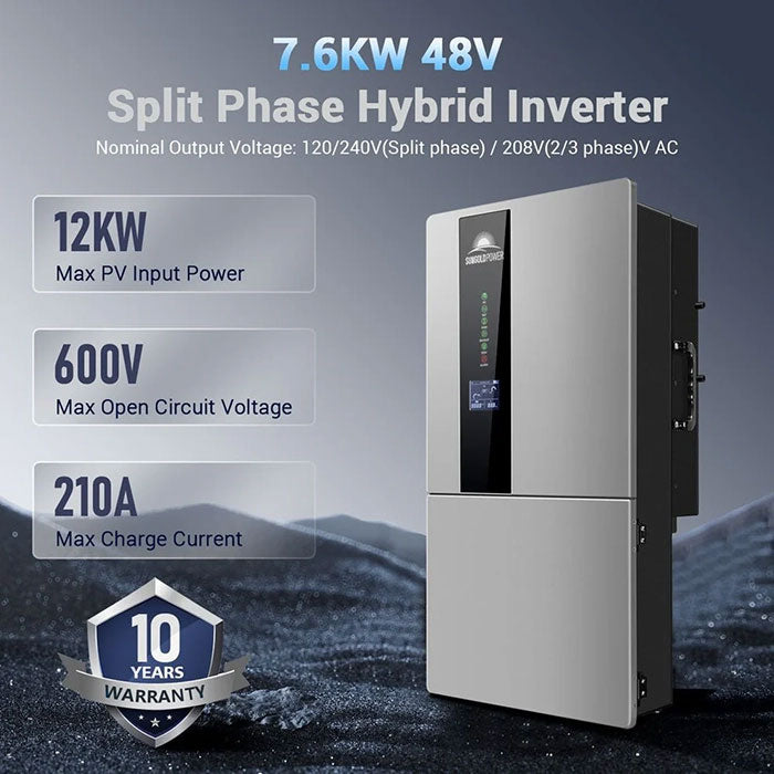 SunGoldPower 7.6KW 48V Split Phase Hybrid Inverter