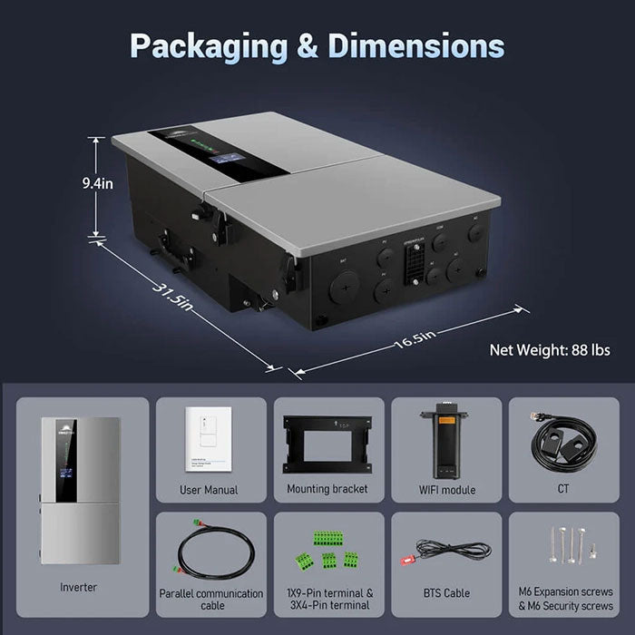 SunGoldPower 7.6KW 48V Split Phase Hybrid Inverter