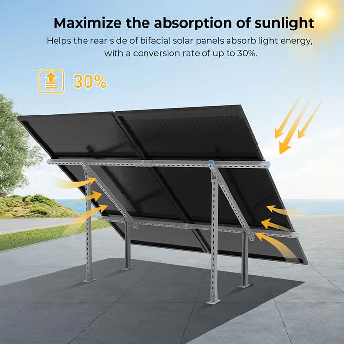 SunGoldPower Modular & Expandable Ground Mount Brackets for 2× 400W–590W Solar Panels