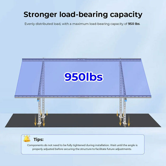 SunGoldPower Modular & Expandable Ground Mount Brackets for 2× 400W–590W Solar Panels