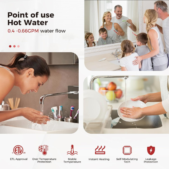 Camplux On Demand Hot Water Heater Electric 120V - 3.5kW | White