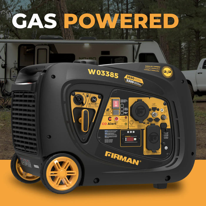 Firman W03385 3300W/3650W Inverter Generator Gas Portable with Electric Start CO Alert New