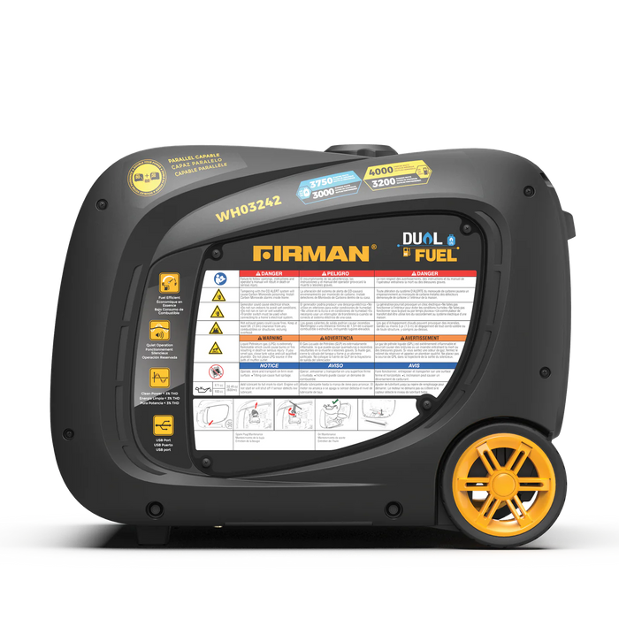 Firman WH03242 Dual Fuel Gas Propane Inverter Generator 3200W/4000W 30 Amp Low THD Parallel Ready with Electric Start Manufacturer RFB
