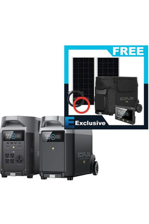 EcoFlow Delta Pro & Expansion Battery Kit - 7200 WH with Free Rich Solar 400 Watt Panel Kit, Remote & Bag