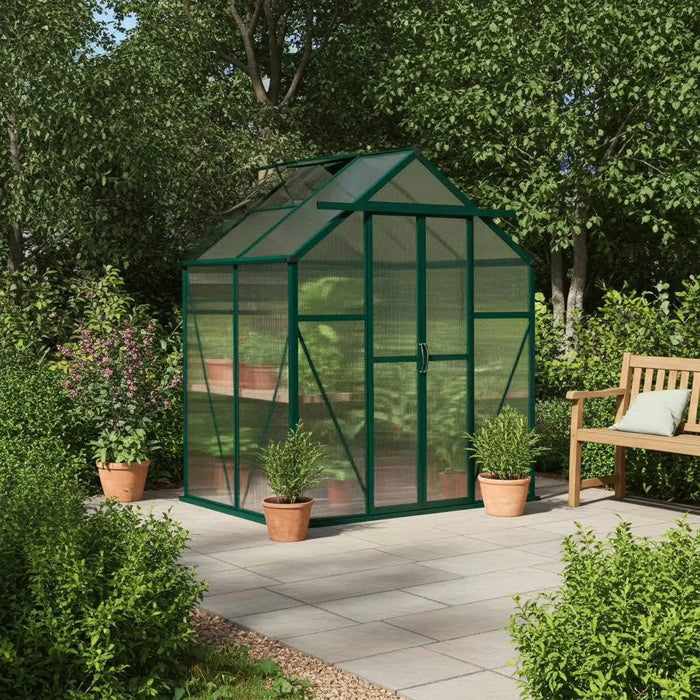 Grandio Element greenhouse on a patio
