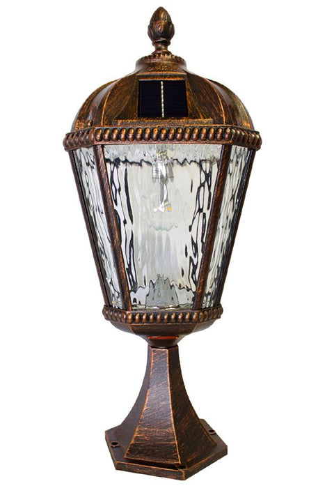 Gama Sonic Royal Pier Mount Solar Lamp with GS-Solar LED Light Bulb - Brushed Bronze