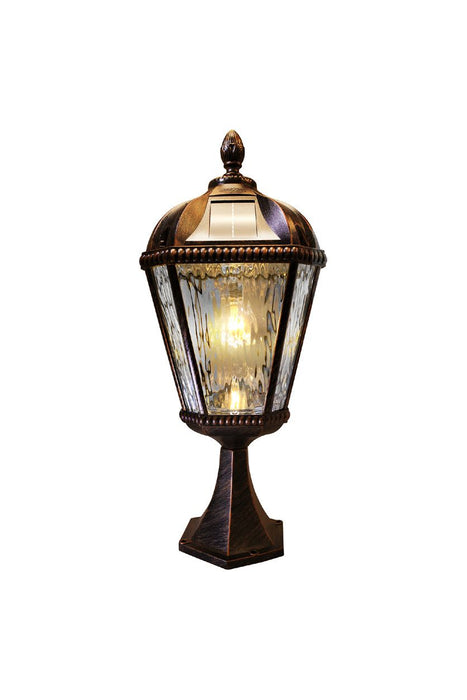 Gama Sonic Royal Pier Mount Solar Lamp with GS-Solar LED Light Bulb - Brushed Bronze