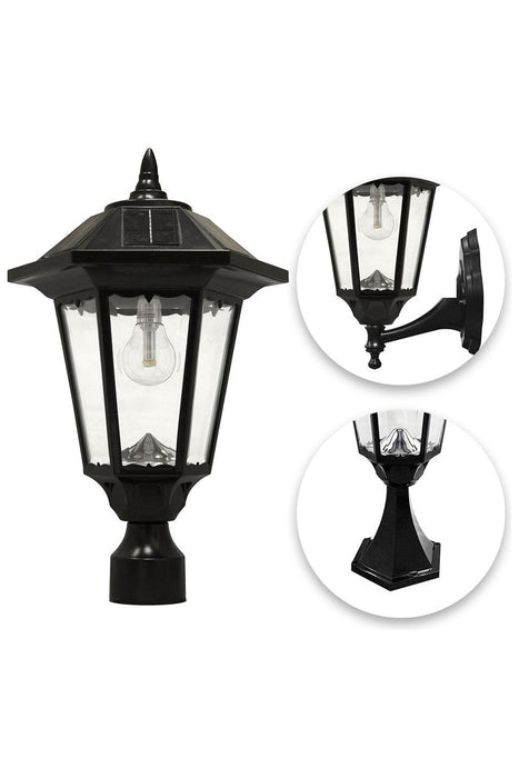 Gama Sonic Windsor Bulb Solar Light - With Pole, Post & Wall Mount Kit - Black