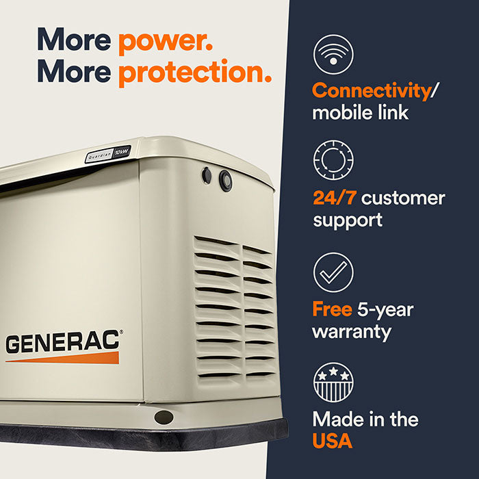 Generac Guardian 10kW Standby Generator w/ 16-Circuit Transfer Switch