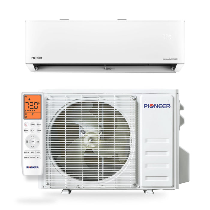 Pioneer® Quantum Hyperformance™ 12,000 BTU 25 SEER2 230V High-Wall Ductless Energy-Star Mini-Split Air Conditioner Inverter Hyper Heat Pump Full Set