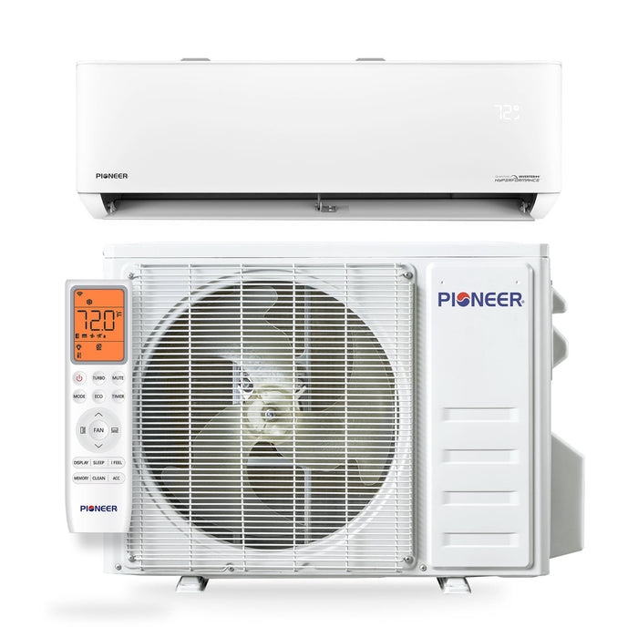 Pioneer® Quantum Hyperformance™ 24,000 BTU 23 SEER2 230V High-Wall Ductless Energy-Star Mini-Split Air Conditioner Inverter Hyper Heat Pump Full Set