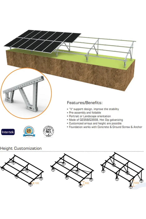 Chiko GroundFlex U2V Solar Panel Ground Mount Kit | Ground Screws