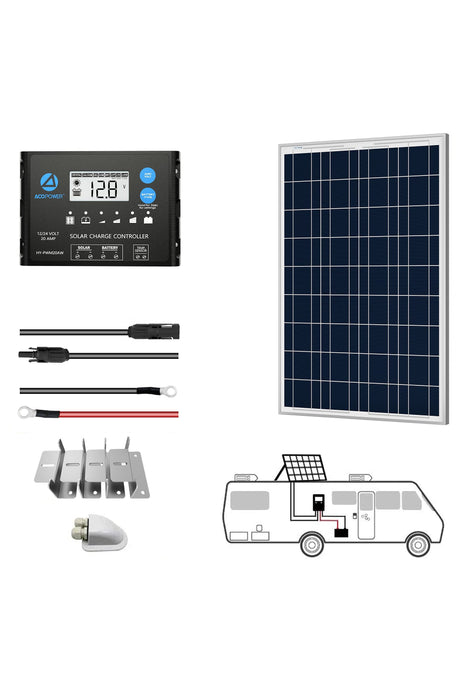 ACOPOWER 12V  Polycrystalline Solar RV Kits + MPPT / PWM Charge Controller