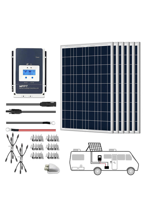 ACOPOWER 12V  Polycrystalline Solar RV Kits + MPPT / PWM Charge Controller