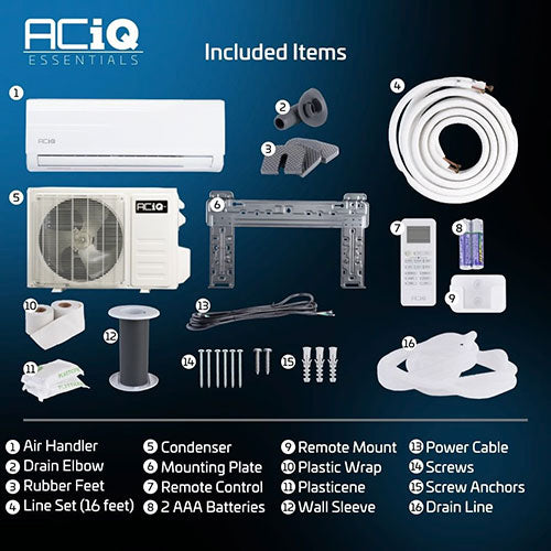 ACiQ 12,000 BTU 19 SEER2 Essentials Single Zone Wall Mounted Mini Split System w/ WiFi - 115V